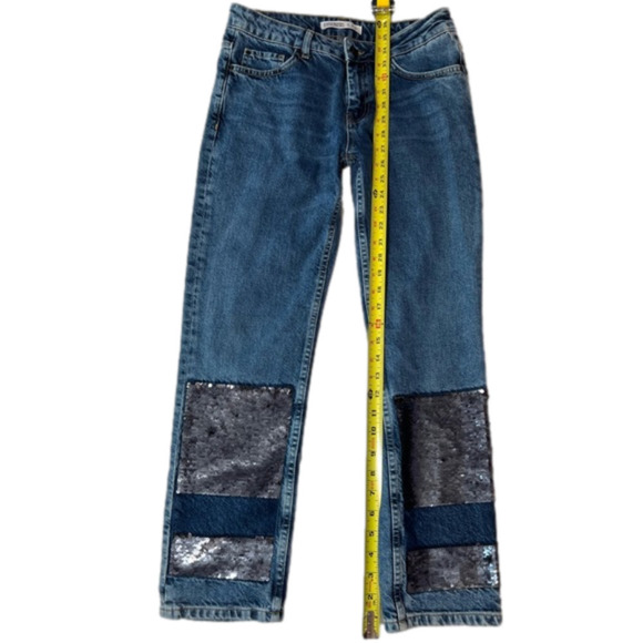 Zara Basics Z1975 Denim - Crop with Reversible Sequins - Size 2 - Picture 3 of 7
